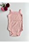 Heart Embroidered Baby Girl Strap Bodysuit Body Undershirt - Salmon