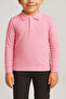 Children's Pink Long Sleeve Lacoste Polo Neck School T-Shirt - 3