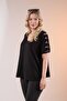 1112077 Women's Plus Size Sleeve Detailed Blouse Black - 5