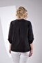 1112061 Women's Plus Size Blouse with Sleeve Slit Detail Black - 2