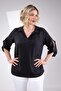 1112061 Women's Plus Size Blouse with Sleeve Slit Detail Black - 7