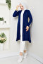 Women's Casual Cardigan with Pockets Navy Blue - 3