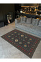 Mosso Dark Grey Themed Traditional Motifs Patterned Woven Base Vintage Decorative Carpet Mosso174Grey - 3