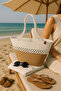Women's Beach Bag Daily Use Long Handle Shoulder Bag Handmade Natural Trend Bag - 3