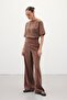 Belt Detailed Modal Trousers - Brown - 3
