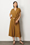 Linen shirt collar knot detailed blouse short pants set - 2
