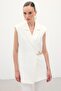 Long Vest with Side Accessories - Ecru - 3
