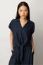 Linen Shirt Collar Knot Detailed Blouse Short Pants Set - 5