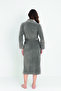 Chest Embroidered Niki Velvet Bamboo Cotton Dressing Gown - 3