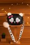 Girl's Faux Leather Crossbody Bag with Panda Figure and Pompom Detail - 2