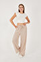 Linen Blended Loose Cut Trousers with Elastic Waist (Original Fit) - 3