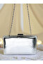 2026 Collection Elegant Silver Lamé Snake Patterned Shiny Leather Women's Evening Dress Bag with Chain Wedding Engagement - 6