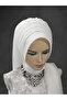 Off White Bridal Head 3 Rows Embroidered Ready Turban Ready Wrap Ready Veil - 4