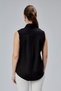 Black Cotton Satin Lycra Zero Sleeve Brbry Fabric Detailed Slim Fit Women's Shirt - 8