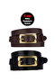 100% Genuine Leather Set of 2 Gold Color Buckle 2 cm Women's Belt Black, Dark Brown Fits All _Y.Dik