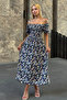 Women's Multicolor Khaki Patterned Ethnic Authentic Short Sleeve Dress - 3