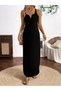Women's Strap Round Neck Asymmetrical Detailed Viscose Dress - 5