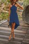 Women's Off-The-Shoulder Halter Neck Asymmetrical Cut Detailed Viscose Dress - 2
