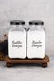 Set of 2 Glass Jar Detergent Dispenser with Wooden Stand 2 Scale Colors & Whites Storage Container 3000ml - 4
