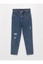 Lcw Kids Blue Ripped Detailed Girl's Mom Jean Trousers - 3