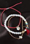 3Pcs Evil Eye Beads Pearl Tassel Elevator Elastic Red Rope Bracelet. Women's Rope Bracelet Anklet