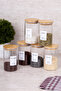 6-Piece Bamboo Vacuum Lid Borosilicate Spice Set Glass Spice Rack Set with Label Gift 250 ml