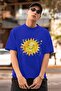 Men/Women Smiling Sun Transfer Printed Round Neck Short Sleeve T-Shirt - 2