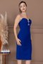 Atlas Fabric Straps Sequin Detailed Pencil Dress - Cobalt Blue - 3