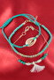 Turquoise Rope Bracelet with 3 Sea Shells, Pearls, Tassels, Elevator and Elastic. Women's Rope Bracelet Anklet - 5
