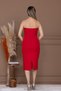 Atlas Fabric Strap Sequin Detailed Pencil Dress - Red - 8