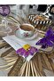 1 منديل تقديم جانبي للقهوة مطرز بحجر ديزي أرجواني