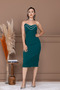 Atlas Fabric Strapless Pencil Dress - Zemrute Green