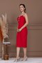 Atlas Fabric Strap Sequin Detailed Pencil Dress - Red - 7