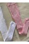 2-Piece Girls Patterned Pantyhose (80 Den Medium Thick Seasonal Pantyhose) White & Pink - 2