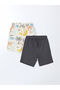 Two Mt Shop Quality Lcw Kids Anthracite Combed Cotton Plain Standard & Regular Boys' Shorts