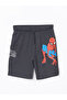 Anthracite Elastic Waist Spider-Man Printed Boys' Shorts - 2