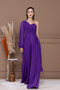 Chiffon Single Sleeve Detail Jumpsuit - Purple - 4
