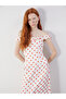 White Strapless Neckline Polka Dot Satin Dress - 2