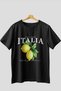 Italia Lemon Front Printed Black Oversize T-Shirt Men Women Cotton Crew Neck T-Shirt