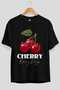 Cherry Cherries 12 Pre-Printed Black Oversize T-Shirt Men Women Cotton Crew Neck T-Shirt - 2