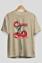 Cherry Cherries 8 Pre-Printed Beige Oversize T-Shirt Men Women Cotton Crew Neck T-Shirt - 2
