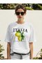 Italia Lemon Front Printed White Oversize T-Shirt Men Women Cotton Crew Neck T-Shirt