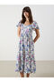 Nevavm U-Neck Floral Dress with Difference - 2