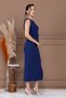 Atlas Fabric Stone Detailed Pencil Dress - Dark Blue - 7