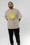 Melon Front Printed Beige Oversize T-Shirt Men Women Cotton Crew Neck Tshirt - 6