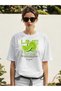 Lime Front Printed White Oversize T-Shirt Men Women Cotton Crew Neck Tshirt
