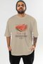 Watermelon Front Printed Beige Oversize T-Shirt Men Women Cotton Crew Neck Tshirt - 2