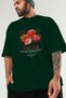 Strawberry Front Printed Green Oversize T-Shirt Men Women Cotton Crew Neck Tshirt - 3
