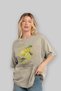 Lemon Front Printed Beige Oversize T-Shirt Men Women Cotton Crew Neck T-Shirt - 4