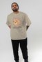Peach Front Printed Beige Oversize T-Shirt Men Women Cotton Crew Neck Tshirt - 6